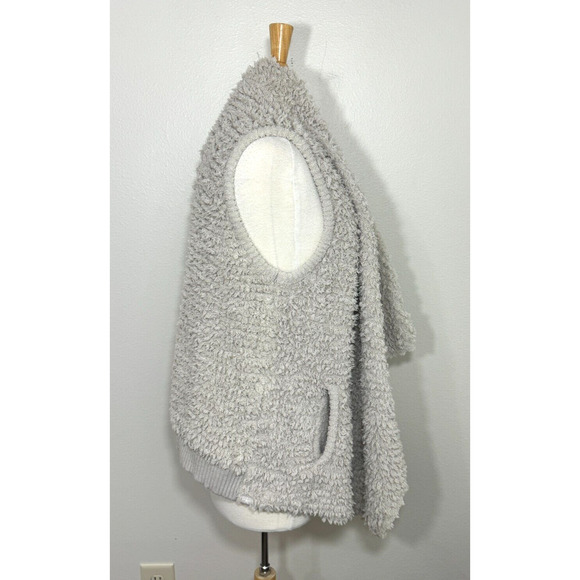 Barefoot Dreams Loop Knit Fringe Cascading Vest Cozy Chic Fleece Bone, XL - Picture 6 of 14